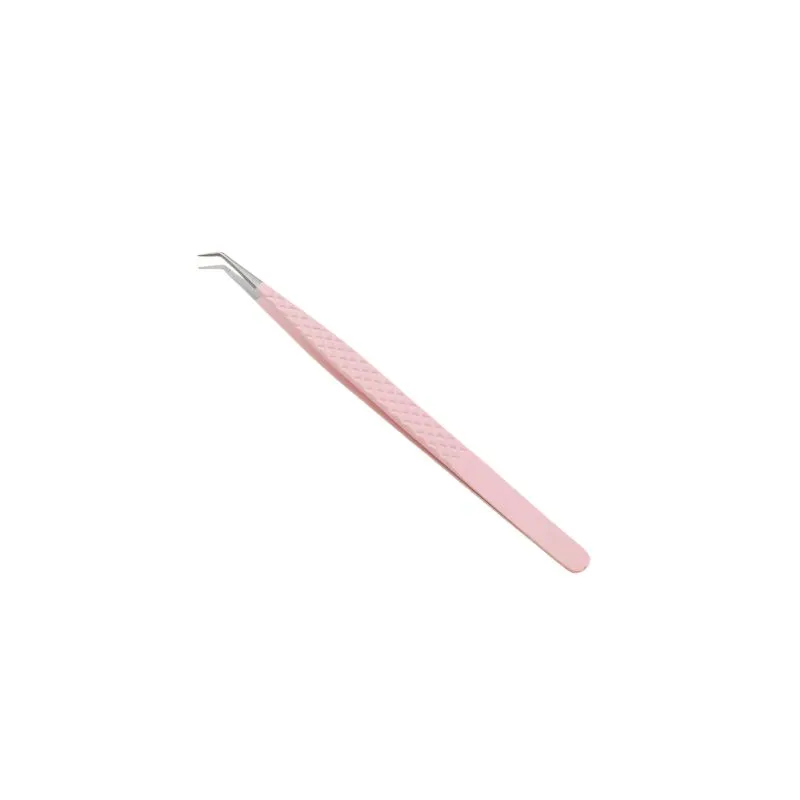 Curved lash tweezers — Lash technician working close-up with a precision tool